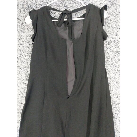 LOFT Black Dress SZ 00P Ruffle Cap Sleeve A-Line Lined Mini Goth Minimal Neutral - Picture 9 of 9